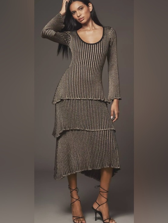 Anthropologie Dresses & Skirts - Anthropologie Siempre Multi Tiered  Shimmer Knit Fabrication Mididress Size: S